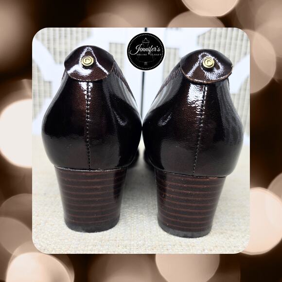 Rockport Dark Brown NWOT Patent Leather Slip On Block Heel Pumps Size 7W - Picture 4 of 13